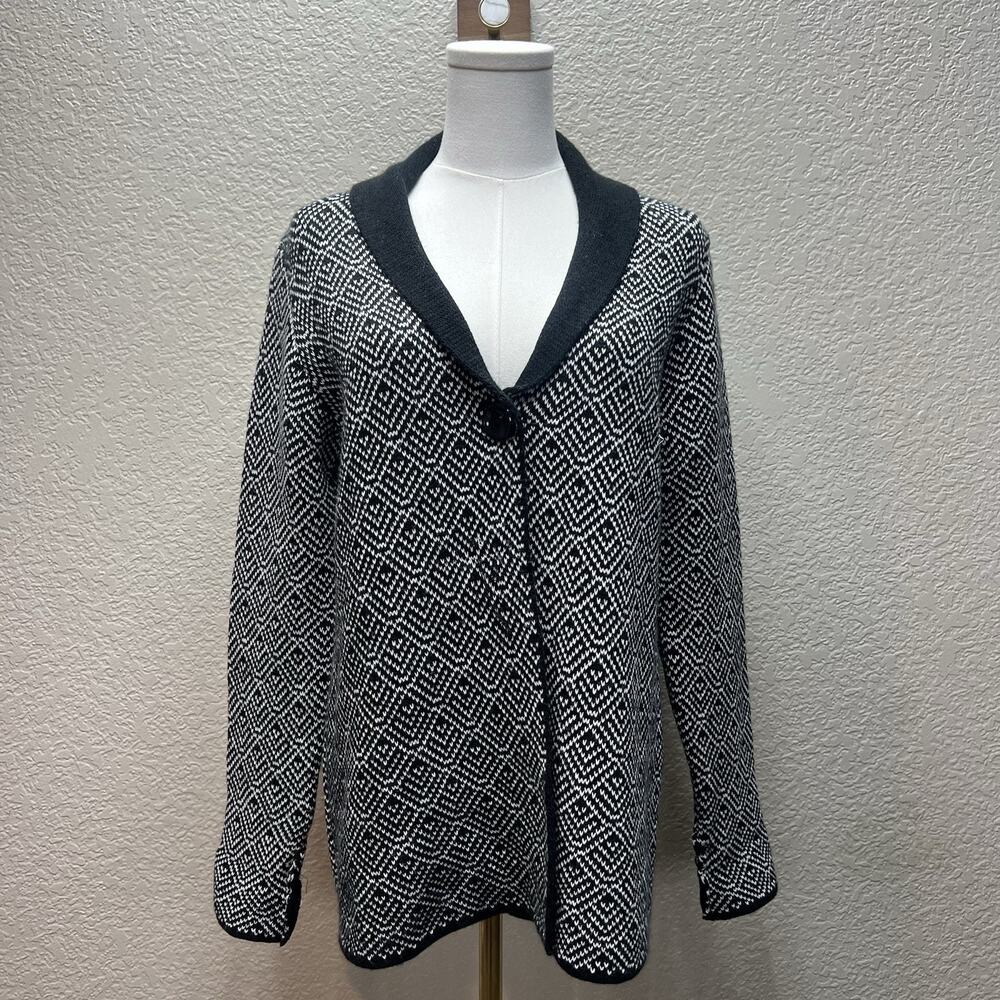 Bianca G Cardigan Sweater Womens M Black Wool Made in Italy Minimalist Boho